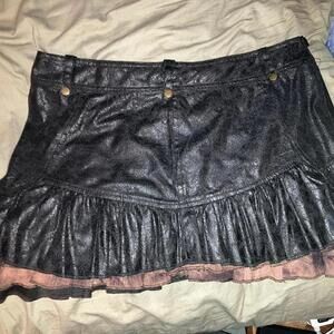 Punk Rave Women's Black and Brown Shooters high low Skirt